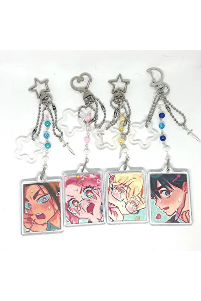 Choice أربع سلاسل مفاتيح متطابقة مصنوعة يدويًا من الأكريليك، بتصميم مستوحى من...