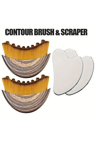 Choice مجموعة من 4 قطع - مجموعة فرشاة كونتور كبيرة (1/4 قطعة) مع لوح كشط، فرش...