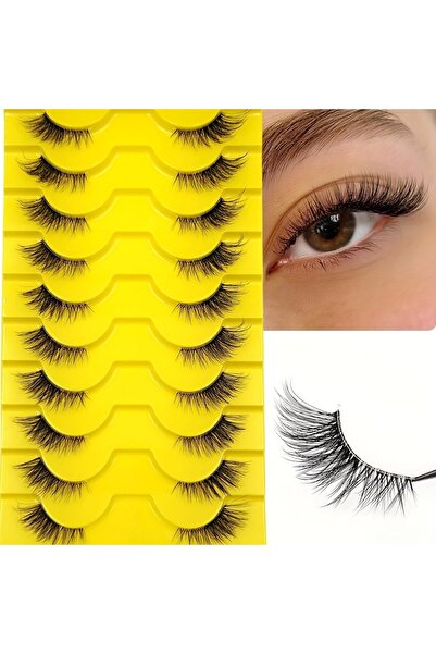 Choice 10 أزواج من الرموش الصناعية الأنيقة، 10 مم، بتصميم عين القطة الرقيق لإ...