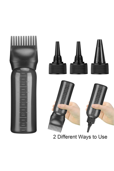 Choice Black 4pcs Hair Oil Application Bottle, with 3 Pointed Mouth Caps and ...