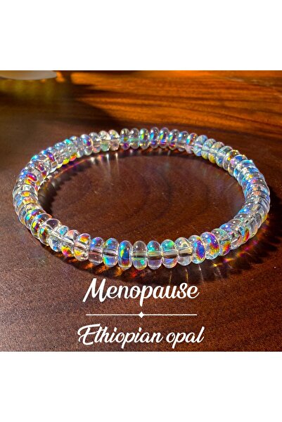 Choice سوار من الأوبال الإثيوبي الطبيعي بطول 18 سم، مناسب لانقطاع الطمث، مصنو...