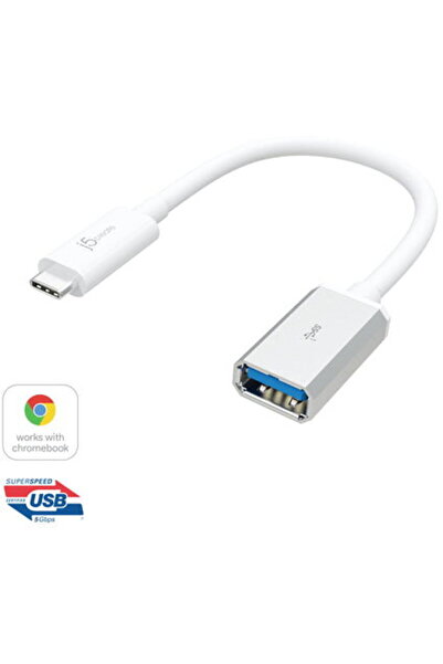 j5create Adapter JUCX05, USB-C 3.1 male - USB-A female 5Gb/s, White, 90cm