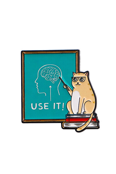 Choice 1 دبوس مينا عليه عبارة "استخدمه" - دبابيس بروش مضحكة على شكل قطة ونظار...