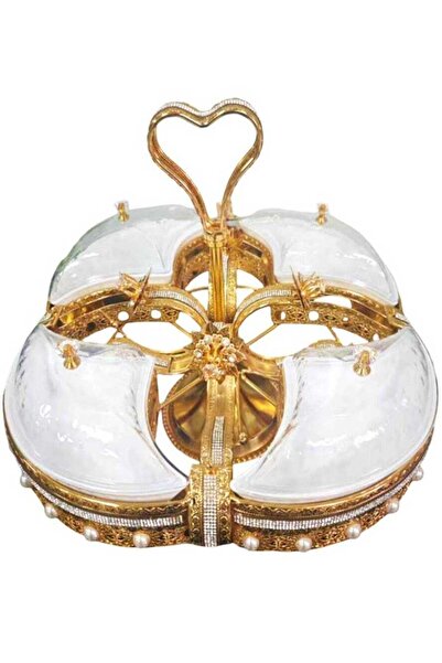 Generic Luxury Gold-Plated Fruit & Snack Serving Tray Elegant Multi-Compartme...