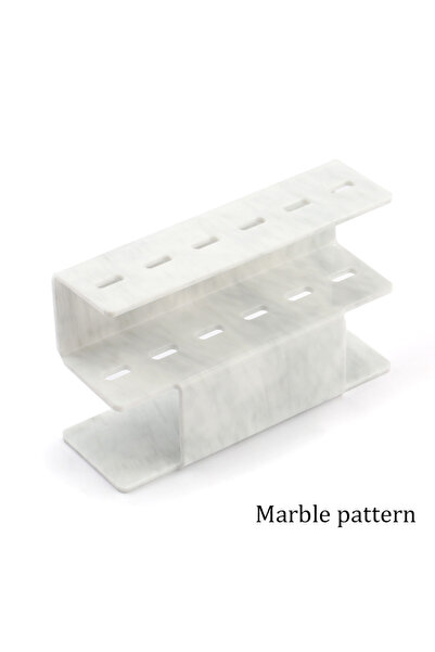 Choice رف تخزين ملاقط الرموش الرخامي الأبيض، 6 فتحات، مصنوع من الأكريليك، حام...