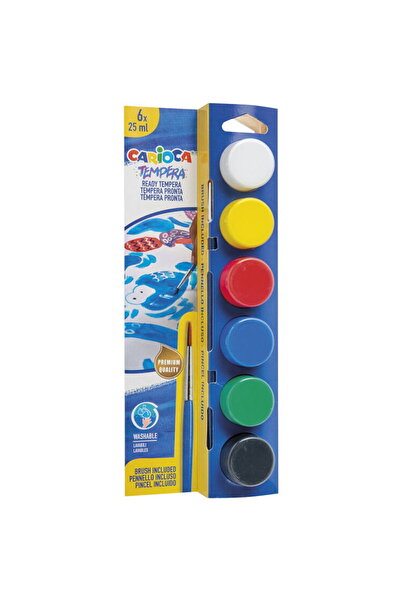 CARIOCA Super washable tempera, 6 colors x 25 ml/set, includes brush
