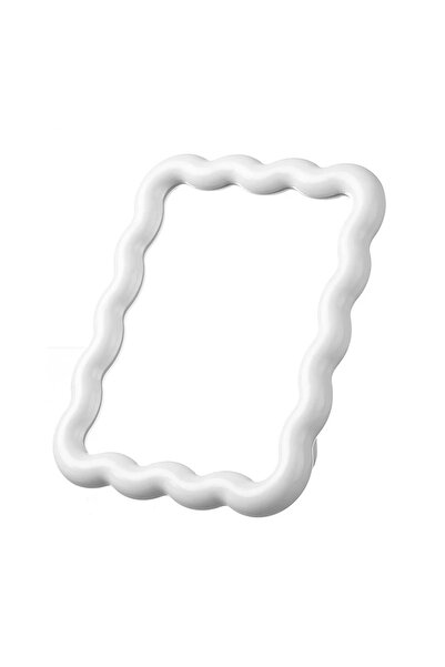 Choice مرآة مكياج مكتبية بيضاء مموجة، لون موحد، بسيطة، محمولة، قابلة للطي