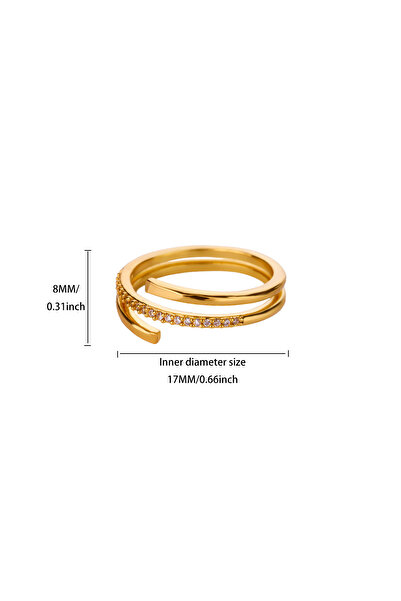 Choice خاتم زركون هندسي عتيق للنساء، مصنوع من الفولاذ المقاوم للصدأ، لون ذهبي...