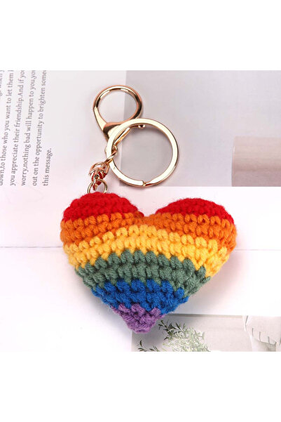 Choice Love Lucky Four-Leaf Clover Keychain, Cute Heart Shaped Handmade Weavi...