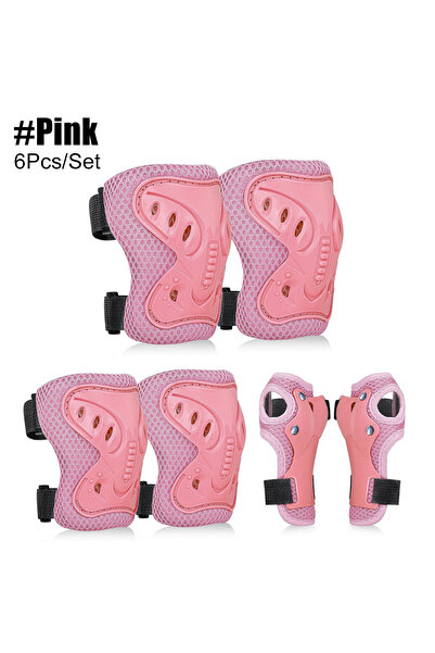 Choice1 طقم واقيات ركبة ومرفقين وردي 6 في 1 مع واقي للمعصم للتزلج على الألواح...