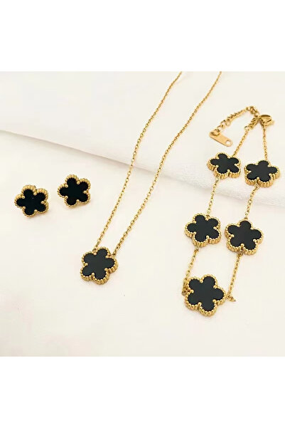 Choice S1-3pcs-black 3Pcs Stainless Steel 316L Luxury Plum Blossom Plant Five...