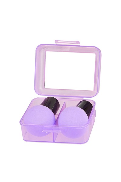 Choice3 إسفنجة مكياج بنفسجية اللون، قطعتان، بمقبض طويل ورأس على شكل فطر، فائق...