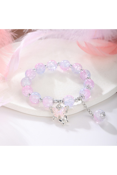 Choice سوار خرز وردي بوهيمي على شكل فراشة حلوة للنساء والفتيات، لون وردي، كري...