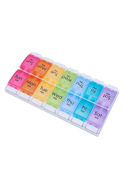 Choice علبة حبوب أسبوعية ذات صفين (2 × 7 أيام)، علبة حبوب يومية كبيرة، سهلة ا...