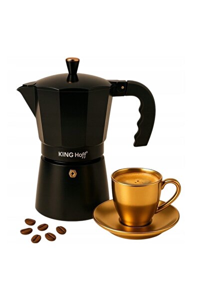 Kinghoff Coffee machine, espresso machine, aluminum, 12 cups 600 ml, black/go...