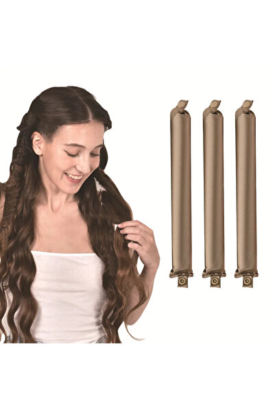 Choice 3Pcs Golden Heatless Hair Curlers Satin Curling Rod Headband No Heat S...
