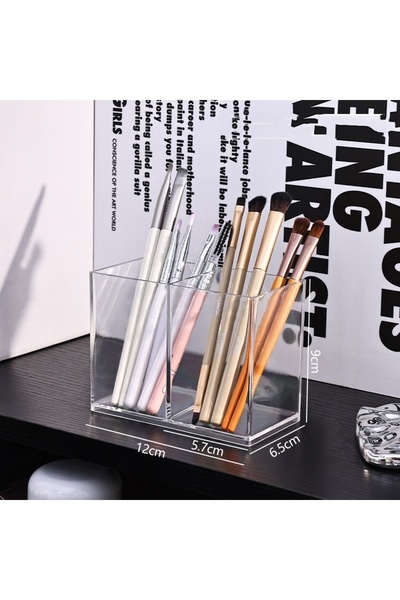Choice 2 holes Transparent Cosmetic Holder Makeup Brushes Tool Storage Box Ca...
