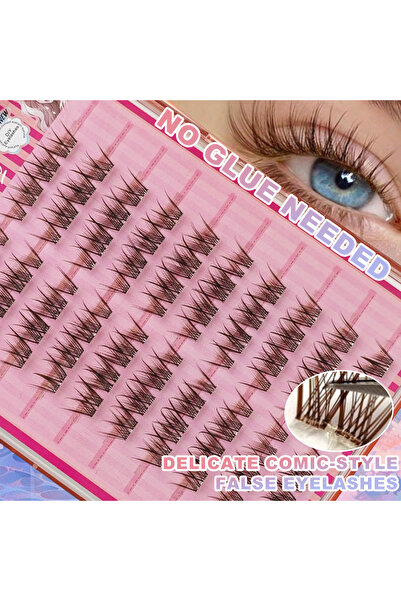 Choice 80 قطعة من رموش بنية طبيعية بدون غراء للمبتدئين، وصلات رموش لاصقة على ...