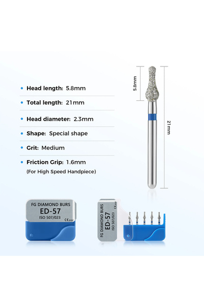 Choice1 مجموعة ED-57 من 5 قطع من رؤوس الماس السنية 893/507-023 متوسطة النعومة...