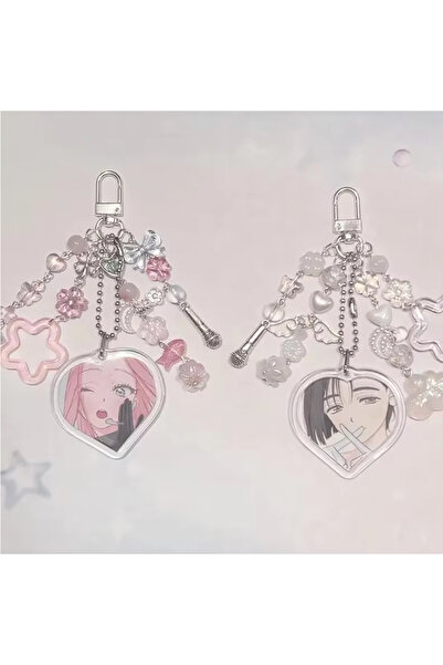 Miniso set Alien Stage Mizi and Sua Matching Keychains Acrylic Heart Star Flo...