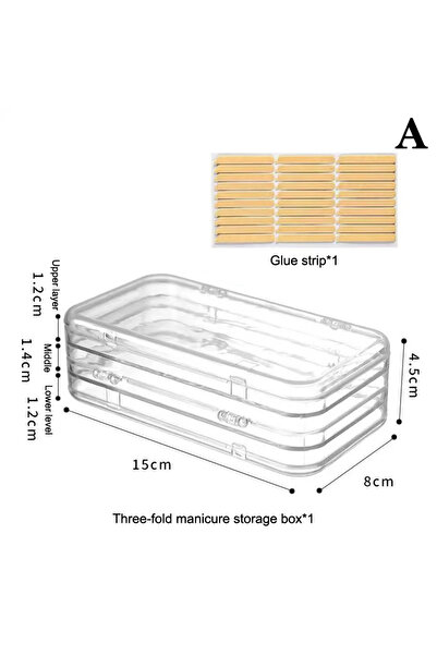 Choice 07 Three-Fold Press-On Nail Storage Boxes Clear Plastic Nail Storage B...