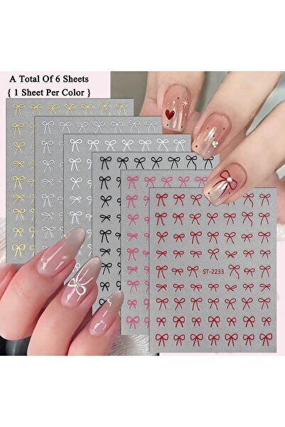 Choice6 SetAA (6 Sheets) 2 to 30 Sheets 3D Bow Nail Art Stickers, Mini Ribbon...