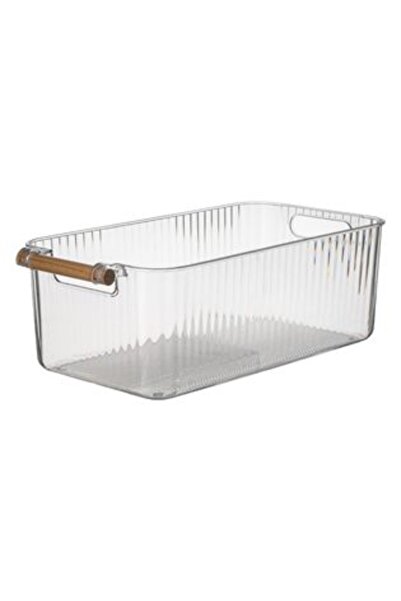 SHOPIENS Plastic Storage Box with Wooden Handles 7.46 L