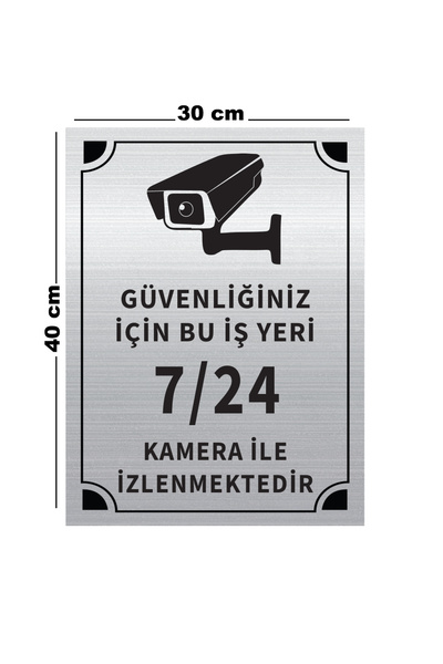Mayeka Güvenliğiniz İçin Bu İşyeri 7 24 Kamera A3 Büyüklüğünde 30x40 Levha Gü...