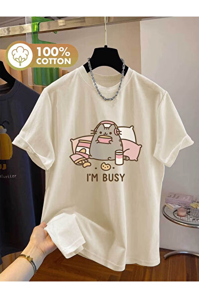 ELAN WEAR Printed Oversize Women'S/Men's Unisex White Tshirt