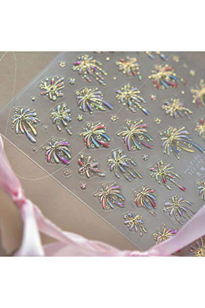 Choice قطعة واحدة من ملصقات الأظافر الذهبية الرائعة، بتصميم لؤلؤي متلألئ حالم...