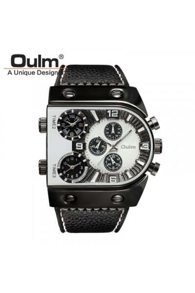 Oulm Olm watch with 3 different times black and white