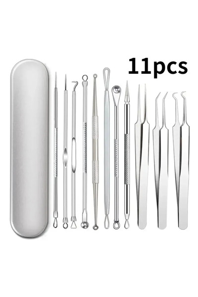 Choice مجموعة ملاقط بيضاء مكونة من 11 قطعة لإزالة الشعر النامي تحت الجلد - أد...