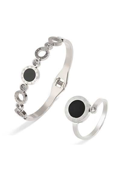 Choice طقم أساور وخواتم أنيقة من قطعتين من زاكول، باللون الفضي، للنساء، مصنوع...