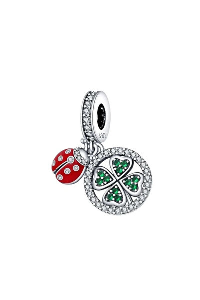 Choice26 B5218 925 Silver Hot Lucky Green Beads four-leaf Clover Charms Ring ...