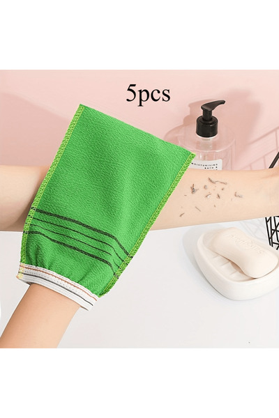 Choice طقم مناشف استحمام خضراء متينة للبالغين مكون من 5 قطع، مع قفازات استحما...