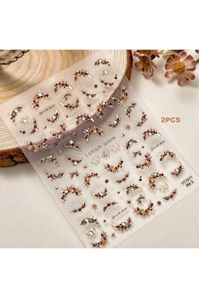 Choice 02-2 قطعة كانيو 1/2 قطعة ملصقات أظافر إكليل خماسي الأبعاد على شكل مخرو...