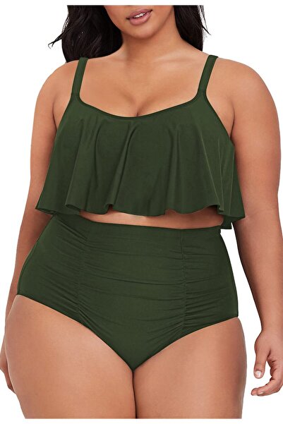 PINK QUEEN Γυναικείο μαγιό μπικίνι 2 τεμαχίων Tankini με βολάν Με σούρες κοντ...