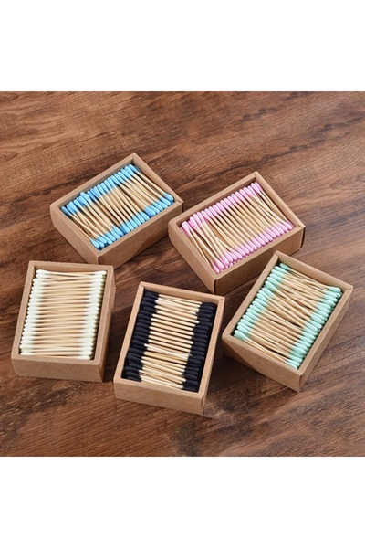 Choice 1000 قطعة من قطن الأسود مزدوج ، 1000 قطعة من أعواد قطنية ملونة من بامب...