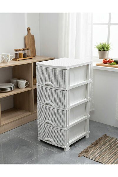 ASlife Home 4 Katlı Çekmeceli Raf Ünitesi Sebzelik Komidin