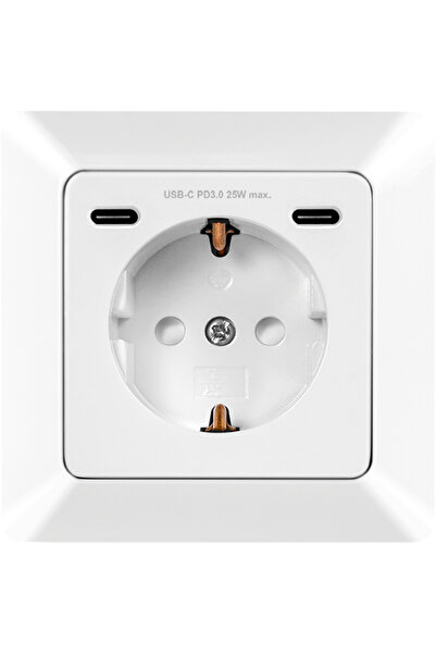 LogiLink LOGILINK SOCKET, for wall, Schuko x 1, 2xUSB-C PD 25W, 230V AC, 50 H...