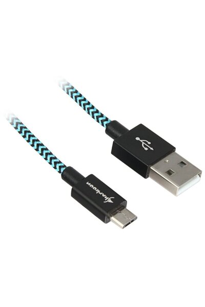 SHARKOON USB 2.0 A-B black / blue 1.0m - Aluminum + Braid
