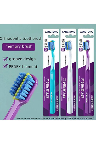 Choice C691-mix 3 قطع 1 قطعة فرشاة أسنان لتقويم الأسنان للبالغين فرشاة أسنان ...