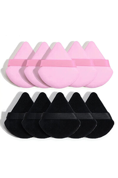 Choice SHE088-10pinkBK 10Pcs Triangle Powder Puff Wet Dry Use For Loose Powde...