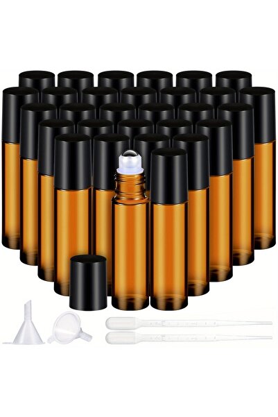 Choice زجاجة سعة 10 مل، 30 قطعة، زجاجة دوارة زجاجية سعة 10 مل فارغة مع فولاذ ...