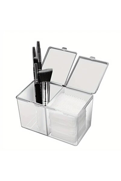 Choice علبة تخزين شفافة مزدوجة الأقسام لفن الأظافر، وعلبة تخزين لقطن مزيل طلا...