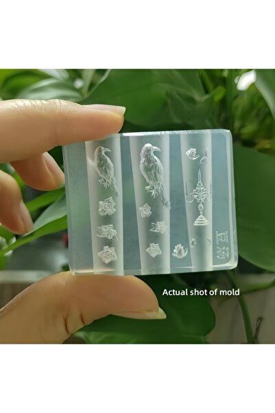 Choice PF-601 1 Pc Original Silicone Nail Art Mold Dark Style Retro Crow Rose...