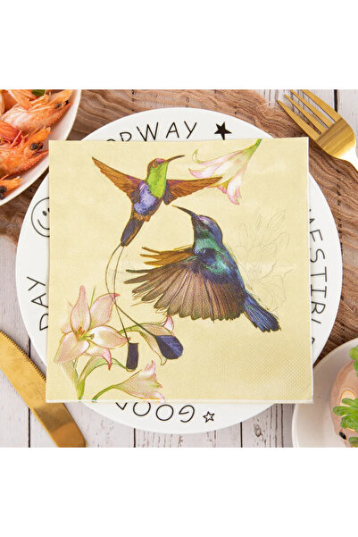 Choice JP22-3 20pcs/Pac Flower and Bird Series Printed Napkins Native Wood Pu...