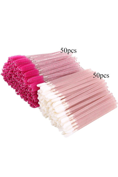 Choice A0177-Rose Red 100pcs Disposable Makeup Brush Kit Crystal Mascara Wand...