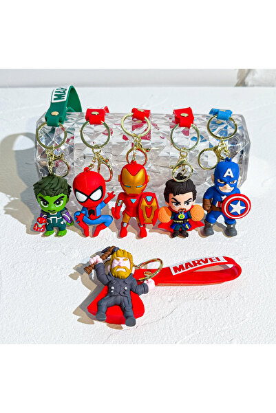 Choice 6 قطع من سلاسل مفاتيح شخصيات مارفل أفنجرز العصرية: الرجل الحديدي، ثانو...