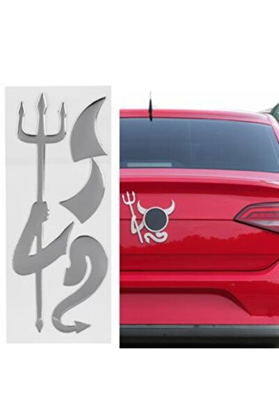 SHOPIENS Autocolant pentru emblema mașinii Devil Silver